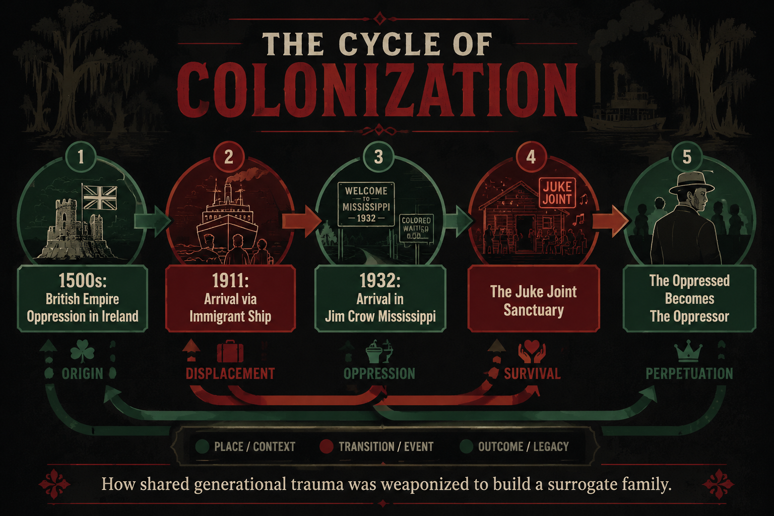Infographic: The timeline of colonization and shared trauma.