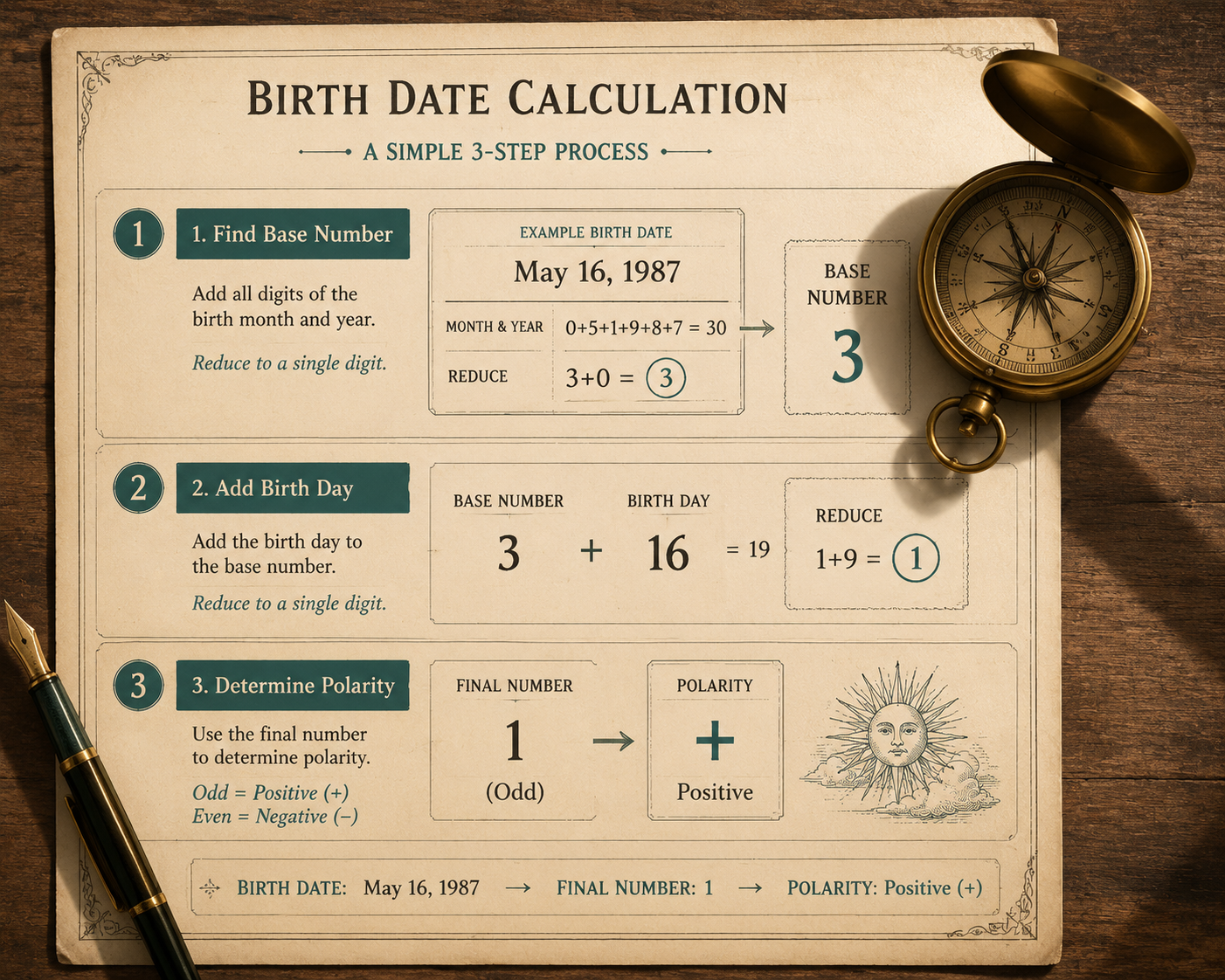 Annotated Diagram: 3 steps to calculate a destiny star